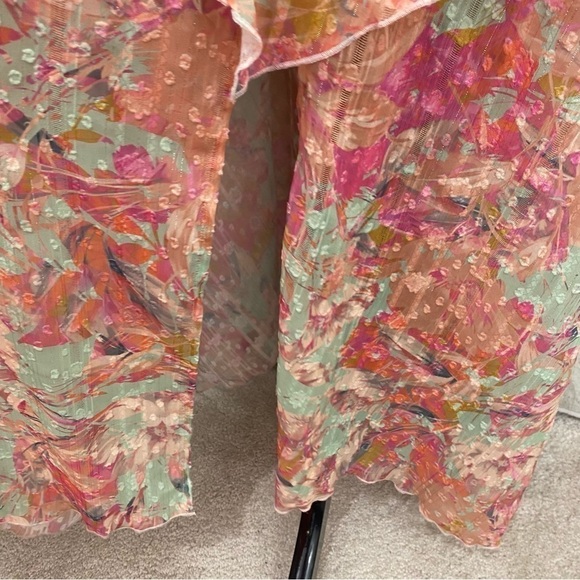 Alex Marie Plus Sz 24W Pink Teal Floral Halter Sleeveless Asymmetric Hem Easter - Picture 6 of 16